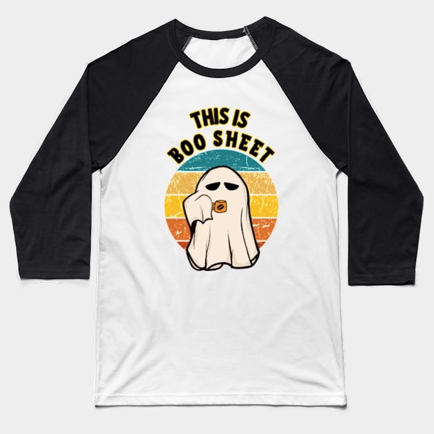 This Is Boo Sheet Retro Ghost Halloween Baseball T-Shirt by hippohost